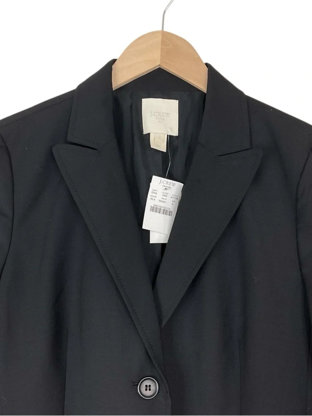 J. Crew Factory Black Wool Blazer Notch Collar Size 8 FLAW